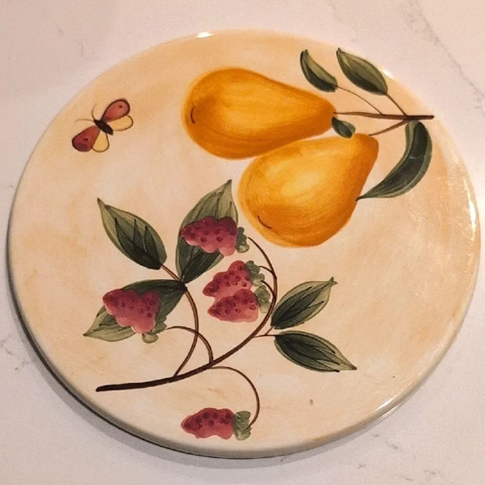 Vintage Pier 1 Imports Round Provence Hand Painted Earthenware Hot Plate Trivet